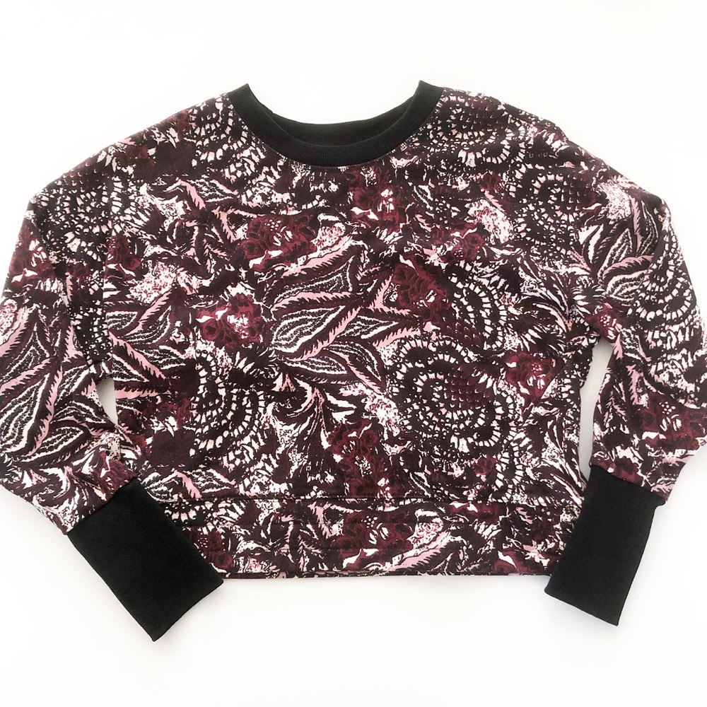 Joie Burgundy Paisley Cropped Sweater